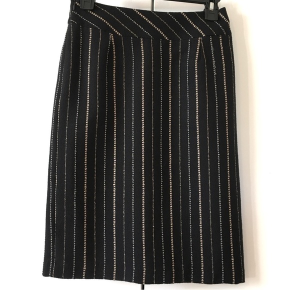 Vintage 90's Jinkaieng Black Metallic Wool Blend Straight Pencil Skirt - Picture 2 of 16